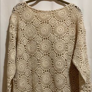 VTG CROCHETED TUNIC COMPANION TO SKIRT (see photo) HANDMADE NATURAL BEIGE TEXAS